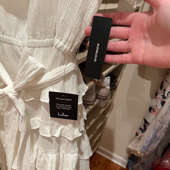 Lulus All the Love White One-Shoulder Tiered Ruffled Mini Dress MEDIUM - Picture 8 of 8